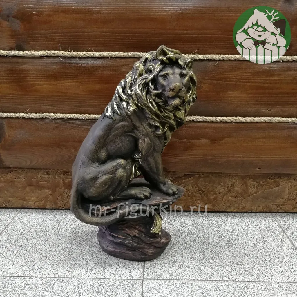 Интерьерная фигура Лев на скале (цвет золото) H-40см