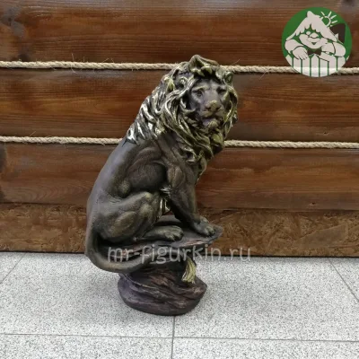 Интерьерная фигура Лев на скале (цвет золото) H-40см
