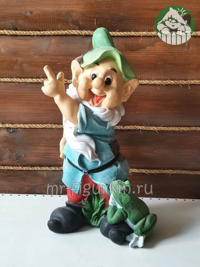Садовая фигура Гном с лягушкой В-50 см