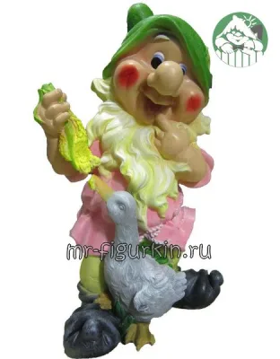 Садовая фигура Гном с уткой H-49 см