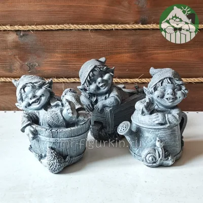 Фигурки Гномиков, цвет серый (комплект 3 шт.)