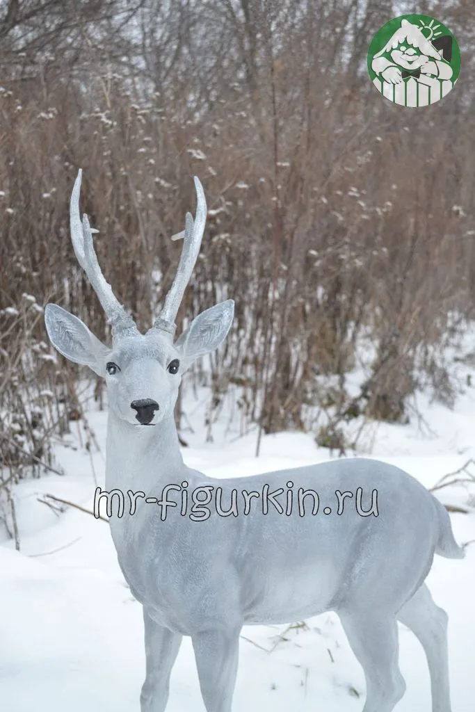Садовая фигура Новогодний Олень средний (цвет серебро) H-96 см