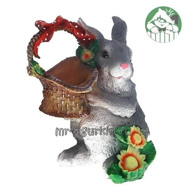 Садовая фигура Зайка с лукошком H-34,5 см