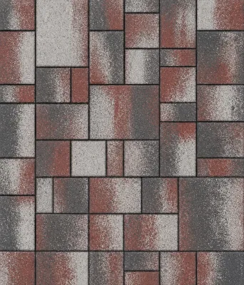 Тротуарная плитка "Новый город", 50/60 мм, Colormix цвет Хаски с красным