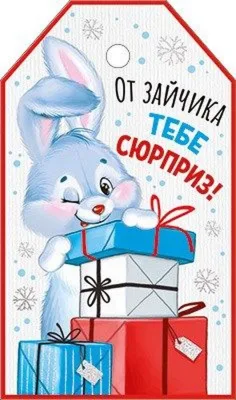 Бирка От зайчика тебе сюрприз, 55*80мм