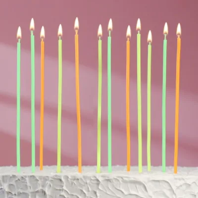 Свечи коктейльные неоновые 15см, 12шт