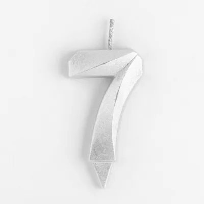 Свеча-цифра Грань серебряная 7, 7см