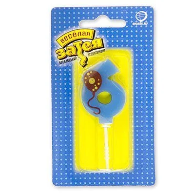 Свеча-цифра 6 Шарик 4,5см