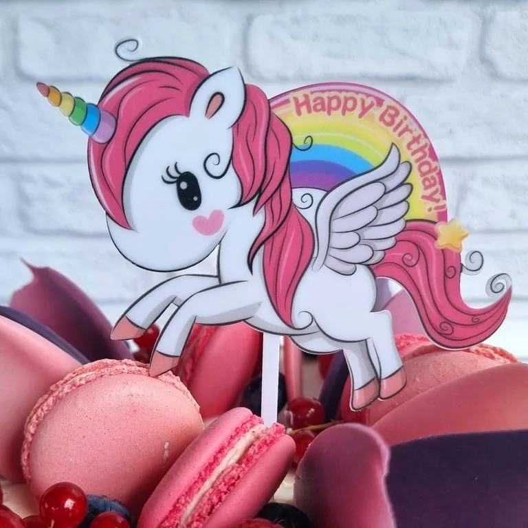 Топпер Happy Birthday, Единорог