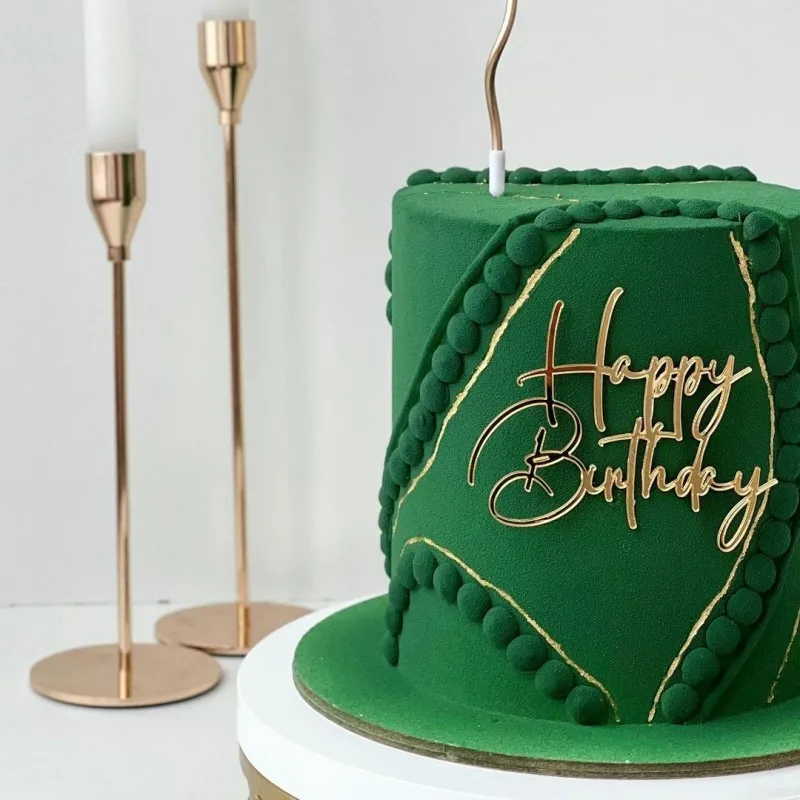 Топпер Happy Birthday8 золото торцевой без палочки, 9см