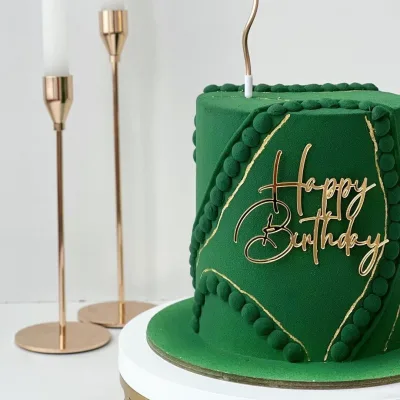 Топпер Happy Birthday8 золото торцевой без палочки, 9см