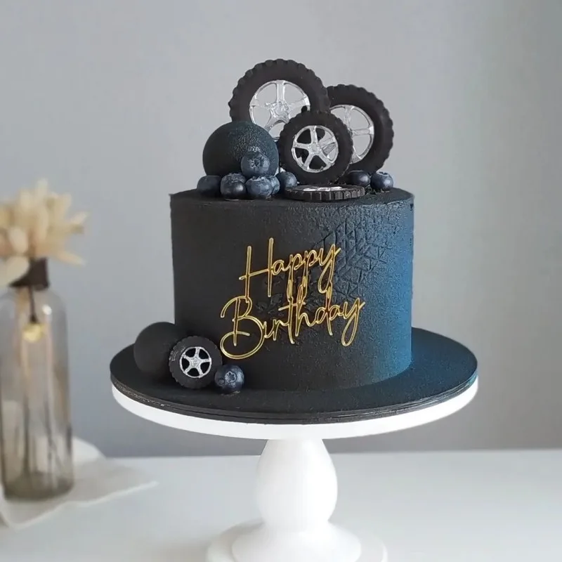 Топпер Happy Birthday8 золото торцевой без палочки, 9см