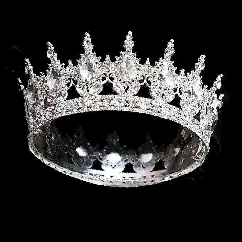 Корона Серебряная с белыми кристаллами, 14см