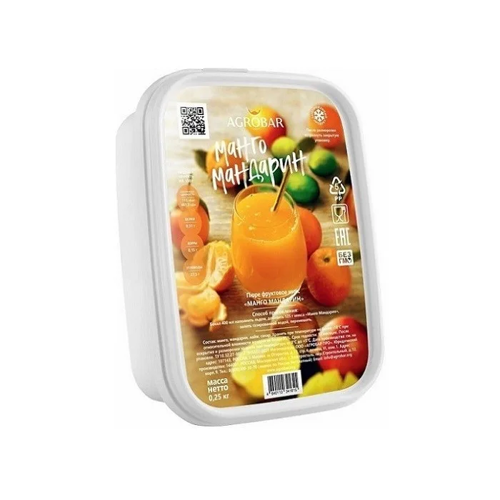 Пюре Агробар из манго и мандарина зам сах 8%, 250гр Россия