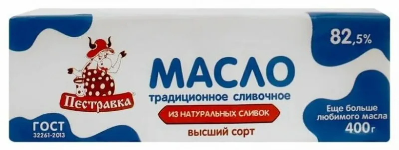Масло сливочное Пестравка Традиционное 82,5%, 400гр