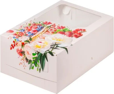 Коробка для 6 капкейков с окном Ягода, 23*16*10см