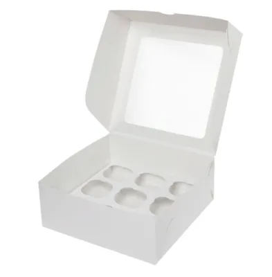 Коробка для 9 капкейков белая с окном, 25*25*10см