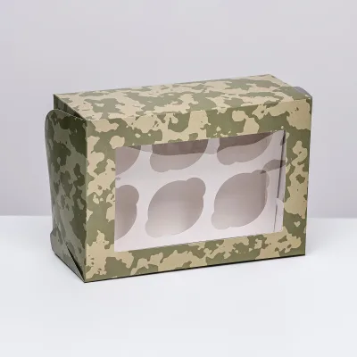 Коробка для 6 капкейков Камуфляж, 25*17*10 см