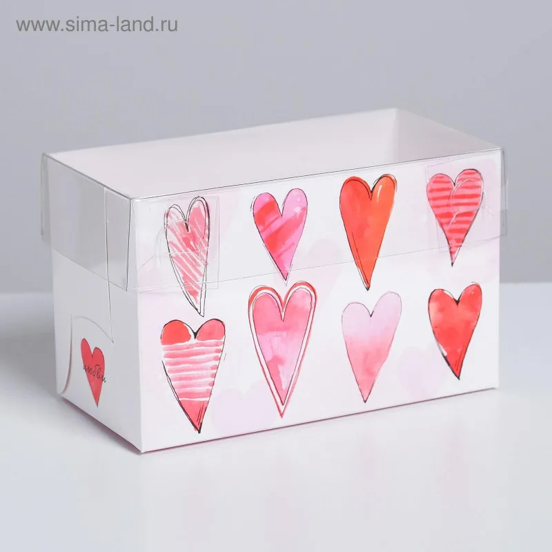 Коробка для 2 капкейков Любви,16*8*10 см