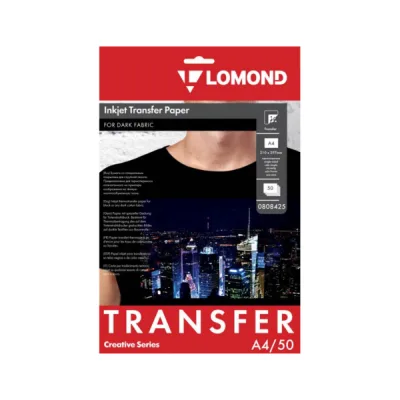 Термотрансферная бумага LOMOND, формат А4, для темных тканей, 50 л, (0808425)
