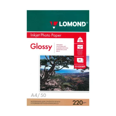 Фотобумага Lomond глянцевая/глянцевая двухсторонняя А4, 220г/м, 50л. (0102089)