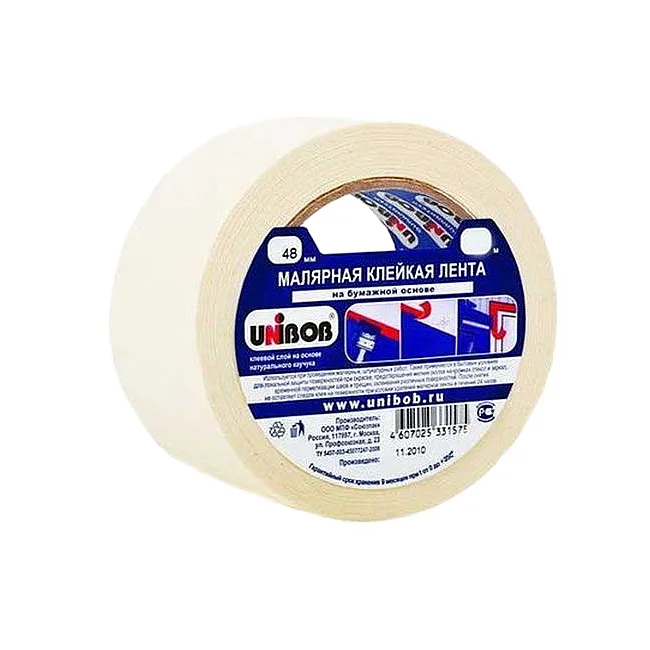 Клейкая лента малярная, 48 мм х 50 м, UNIBOB, (00780)