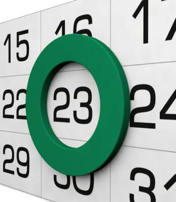 Календарные курсоры магнитные зелёные, круглые, 39мм; внутр - 25мм; ПВХ; 2 магнита, 50 шт