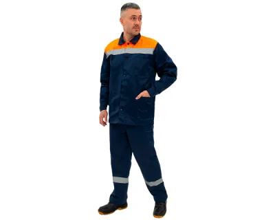 Костюм летний «Стандарт» с брюками СОП 50мм цвет темно-синий/оранжевый