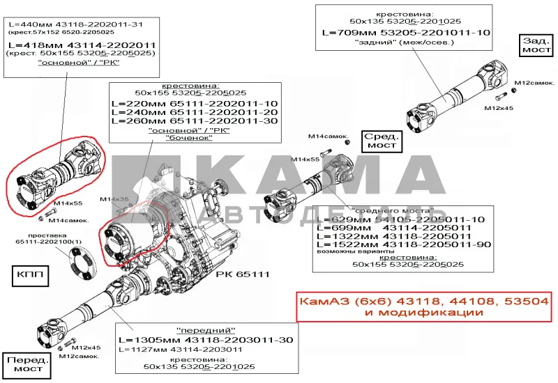 вал кард. РК евро L=240мм 65111-2202011-20 (Торц.шлицы, Больш.фланцы, "БОЧЕНОК", от КПП до РК)*