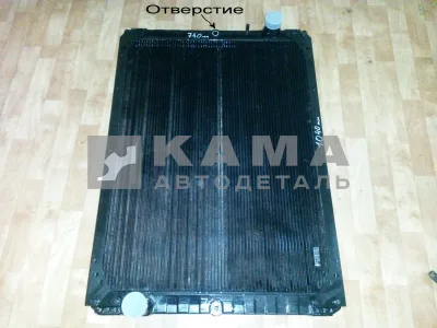 радиатор основной КАМАЗ ШААЗ 6520-1301010-01 (3-х р. 104х74,отверстие в верх.бачке, МЕДНЫЙ)