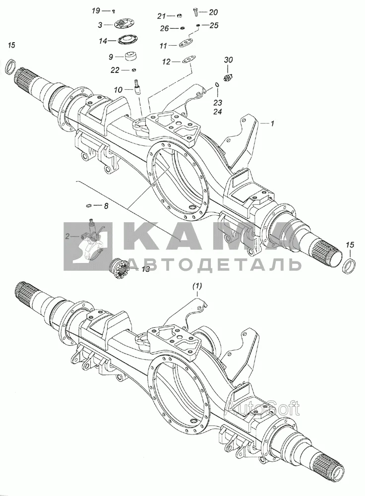 картер моста Среднего ("чулок"-балка) 6520-2501009(07)*