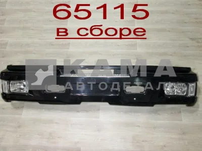 бампер ЕВРО перед. 65115 в сборе с черной накладкой/фарами, без туманок