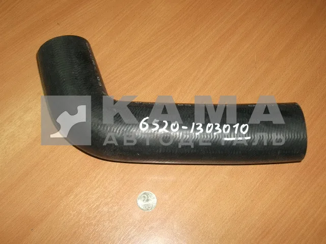 патрубок радиатора 010-6520 черный ЗАВОД верхний (угловой, Д60) 6520-1303010 (РТИ)