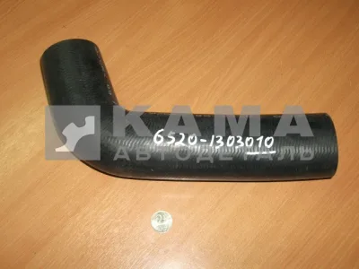патрубок радиатора 010-6520 черный ЗАВОД верхний (угловой, Д60) 6520-1303010 (РТИ)