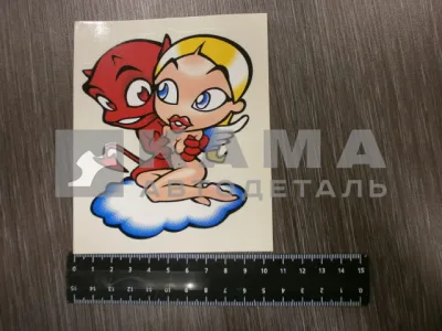 наклейка "АНГЕЛ + ДЕМОН" (10,5х12,5 см)