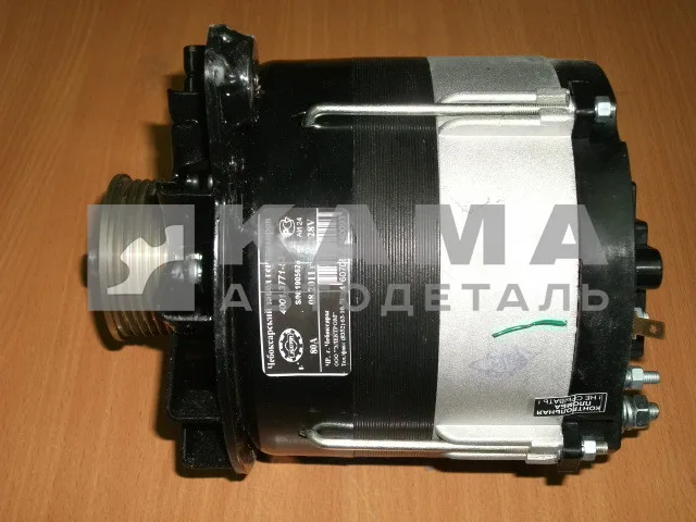 генератор 4501.3771-53 (6-ти руч.шкив, бол-чер) 28V-80А. (GILBER/АТЭ) ан. 3142;3122;6582 296.124