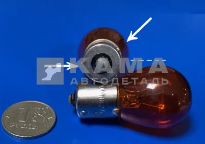 лампа 24х21 (смещ. цоколь) ЖЕЛТАЯ 24V-21W ВАU15S 82418