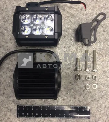 противотуманка СВЕТОДИОД. 6 LED D-18W (метал., квадратная, двухрядная, белая)