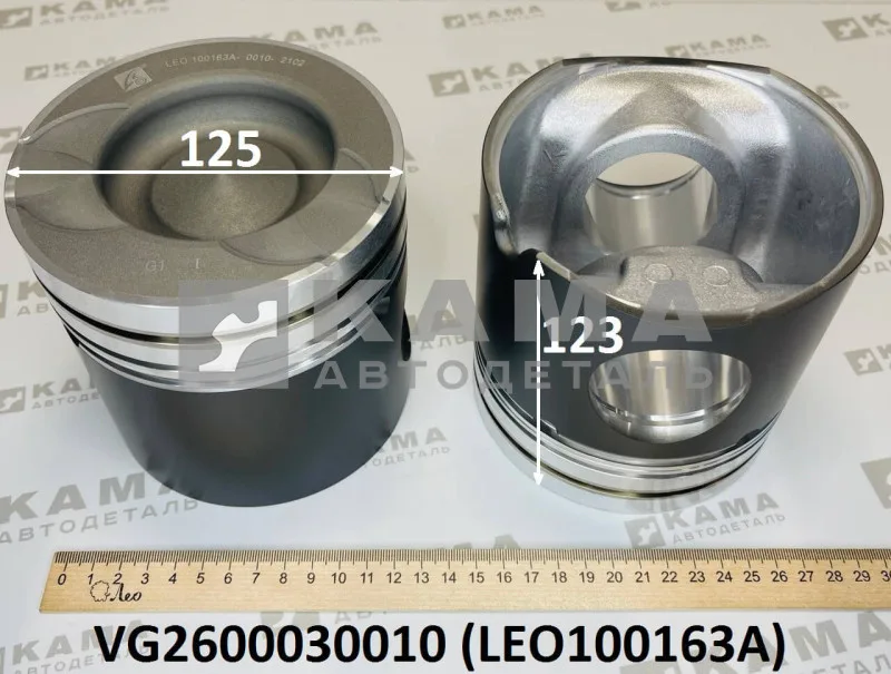 поршень Вичай WD615 (D=125,H=123,E-2,290лс) LEO100163A (VG2600030010) Шакман/Хово