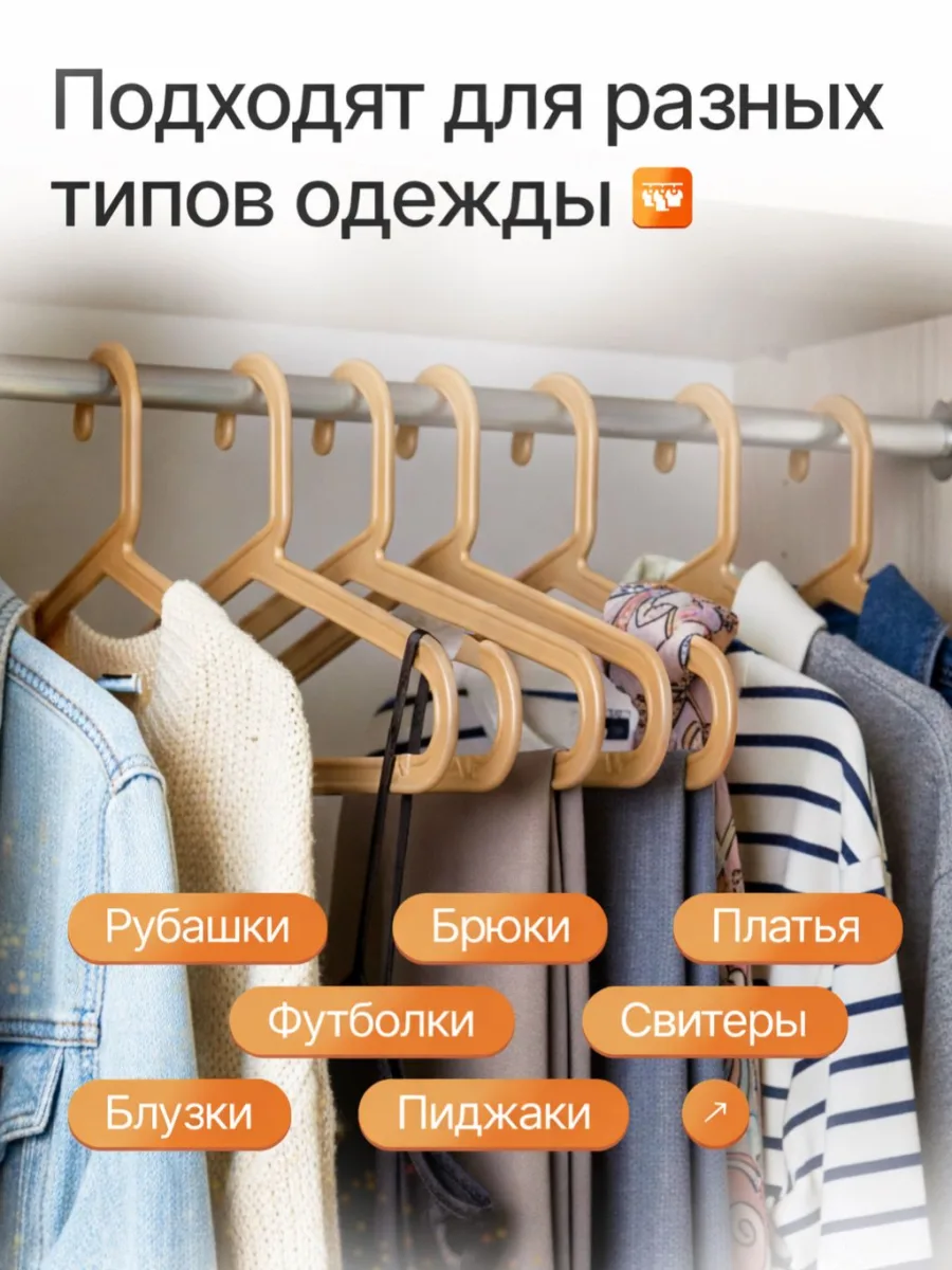 Вешалки для одежды набор 10 штук бежевые