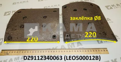 накладка тормозная 22 х 22 (10 отв) задняя БОЛЬШАЯ LEO500012B (DZ9112340063) Шакман