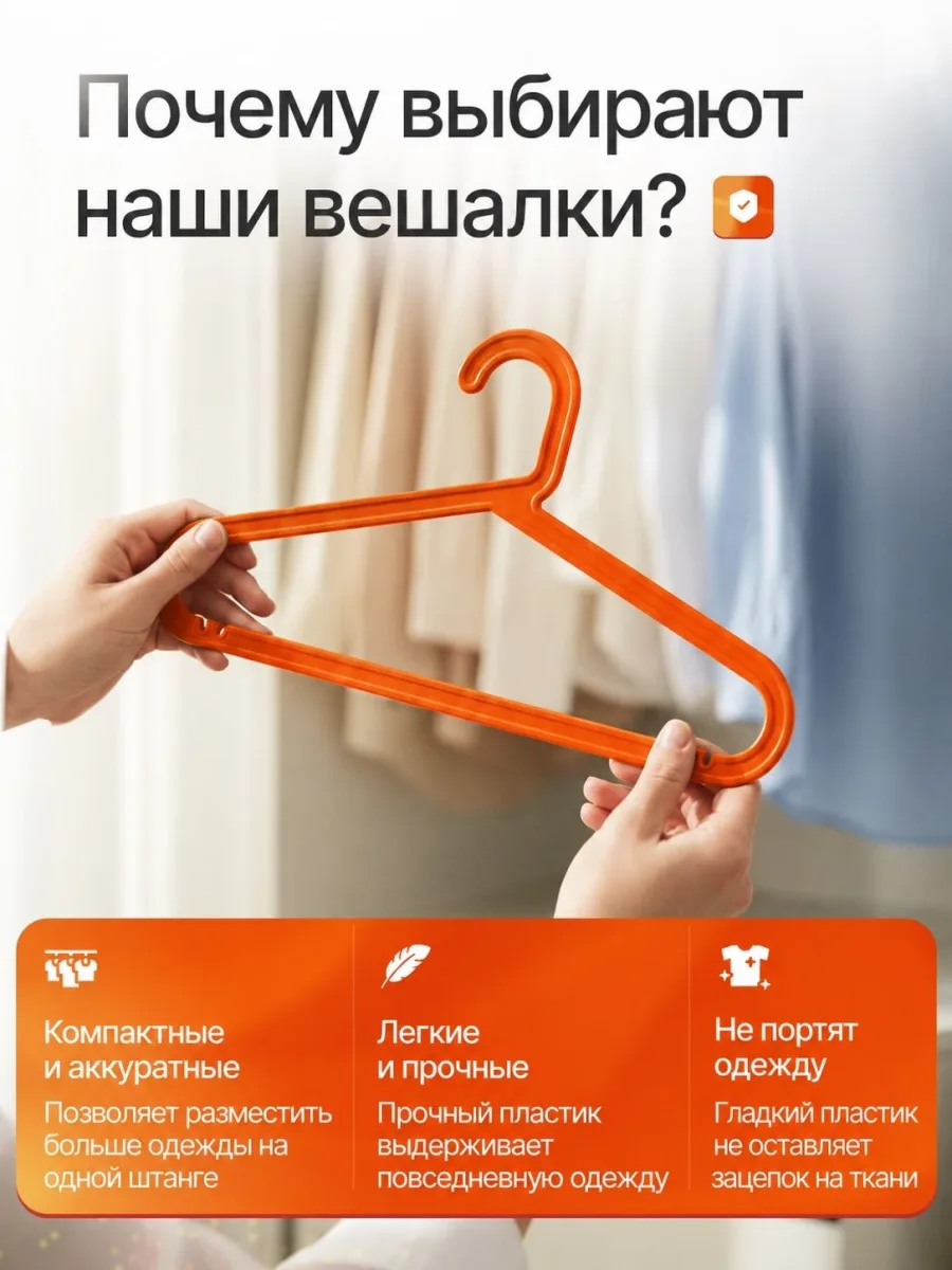 Вешалки для одежды набор 10 штук оранжевые