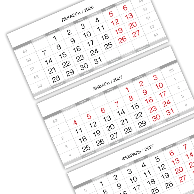 Календарные блоки 2027 Стандарт КС, Серебристо-Белый, Ангара