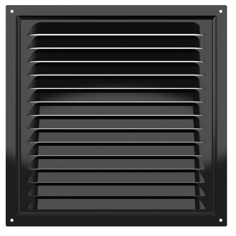 2525МЭ Black, Решетка вентиляционная с покрытием полимерной эмалью 250х250, Черная