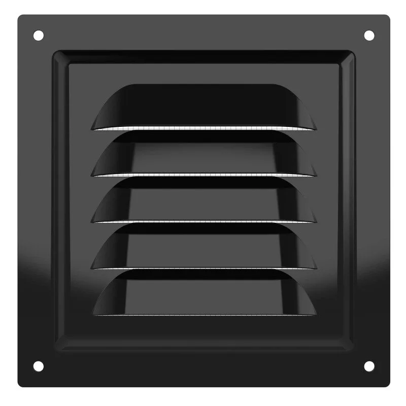 1212МЭ Black, Решетка вентиляционная с покрытием полимерной эмалью 125х125, Черная