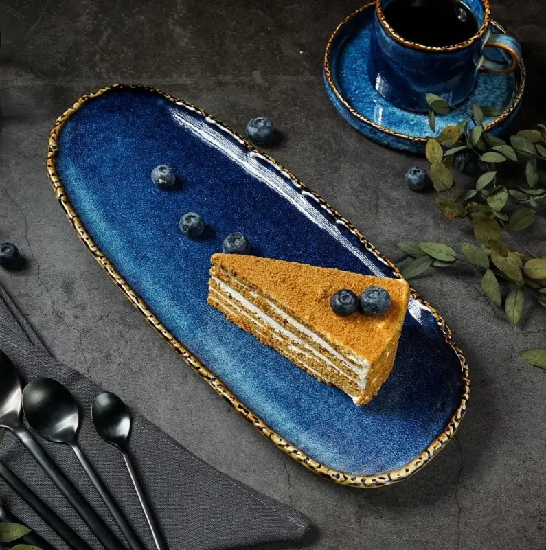 Блюдо овальное 35*15 см,фарфор,серия "Aqua Blue" P.L.