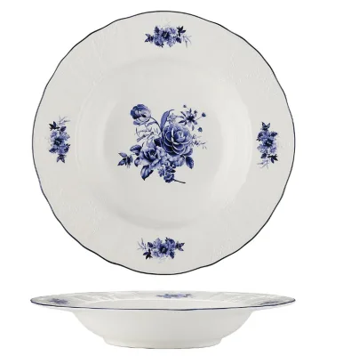 Тарелка глубокая для супа 23 см, 350 мл, коллекция "Blue Flower" P.L. Proff Cuisine