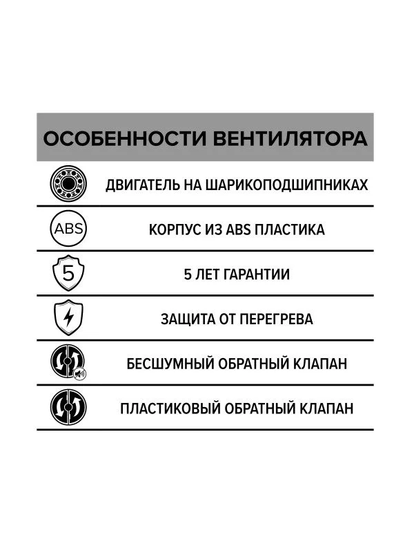 RIO 4C, Вентилятор осевой вытяжной с обрат. клапаном D 100