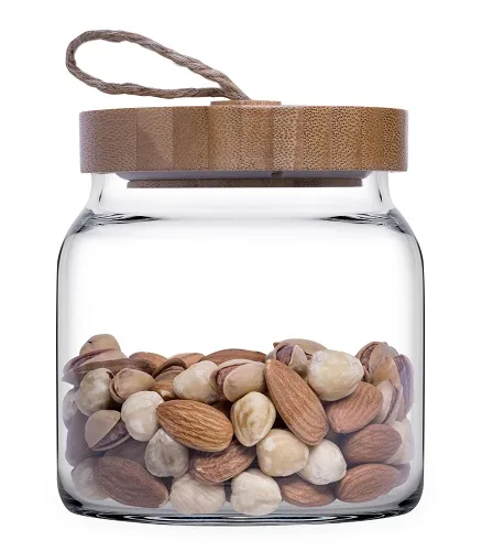 Банка для сыпучих прод. 575 мл. с дерев. крышкой Вуди /1/6/504/ 43573