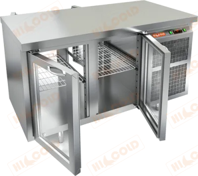 Стол охлаждаемый HICOLD GNG T 11 HT (сквозной, двери стекло) 1390х700х850